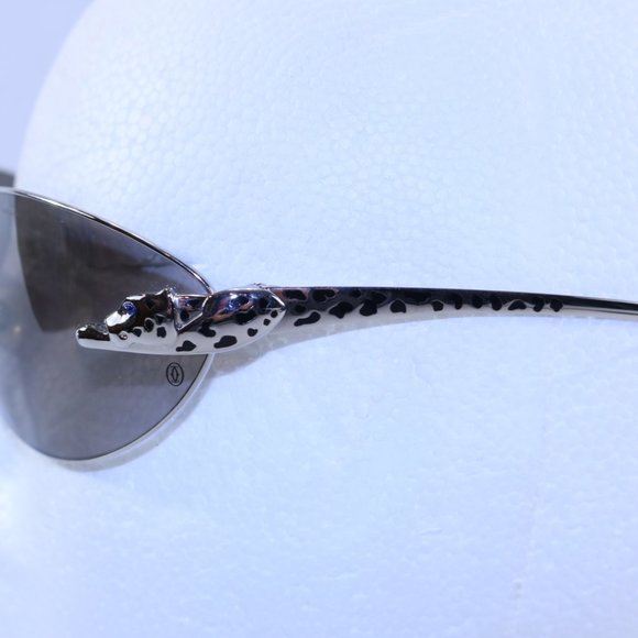 Limited Edition CARTIER Panther Sunglasses, Black with Blue Sapphire - Picture 2 of 8